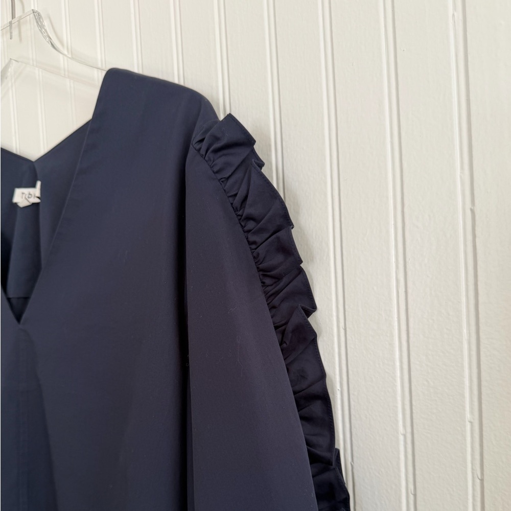 Tibi Satin Poplin Ruffle Top - Picture 2 of 9